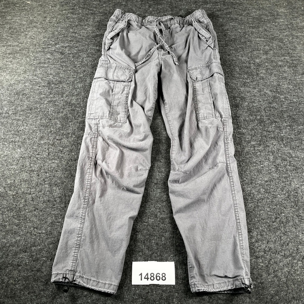 H&M Cargo Pants Mens XS Grey Excellent Regular Fit Drawstring Hem Ripstop